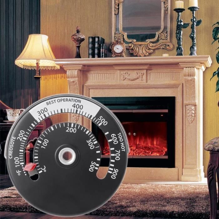 Thermomètre magnétique pour poêle à bois, poêle à bois, ventilateur de  cheminée, thermomètre avec sonde, sens