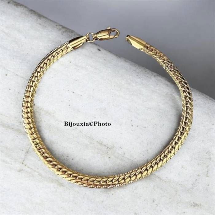 Bracelet - Bijou - Maille Anglaise - Plaqué Or 18 Carats - 20 cm - 5 mm