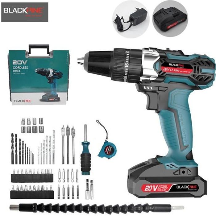 Blackpine Perceuse Visseuse Sans Fil 2 X 20v 1500mah Batteries Lithium 62 Accessoires Caisse Portable Achat Vente Perceuse Blackpine Perceuse Visseu Cdiscount