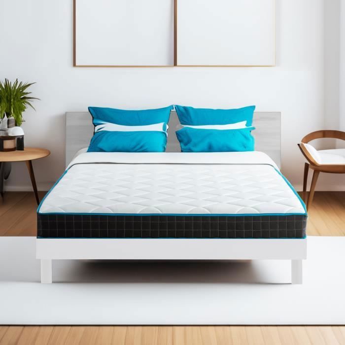 Ensemble 160x200 Matelas ressorts ensachés Atmosphère 7 zones et sommier en kit EASYKIT blanc - Fabrication belge - Garantie 10 ans