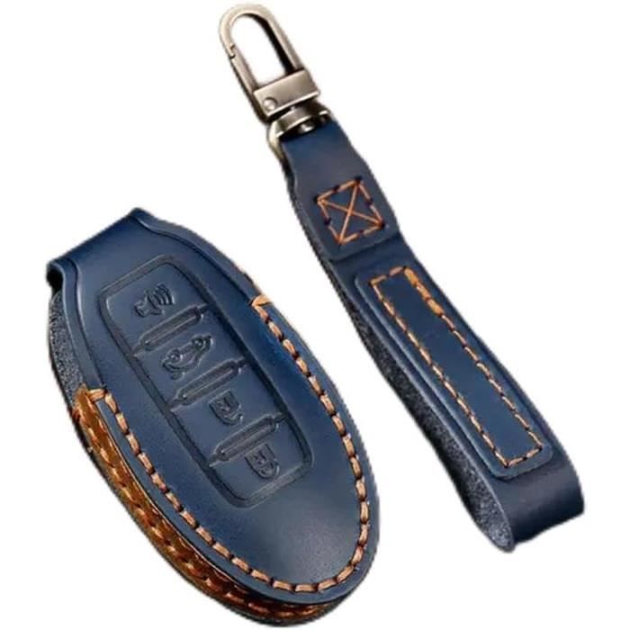 Porte Clés Bleu En Cuir Véritable De Voiture Étui Clés Fiat - Bagagerie - Maroquinerie