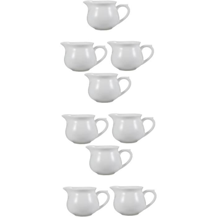 CONNECTION 4 Mini Pots à Lait En Céramique 80ml - Blanc Avec Poignée