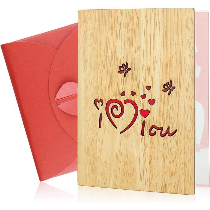 Dokeno – Carte De Vœux Mariage En Bois 16x11 Cm – Cadeau Argent Personnalisé Pour Jeunes Mariés, Anniversaire