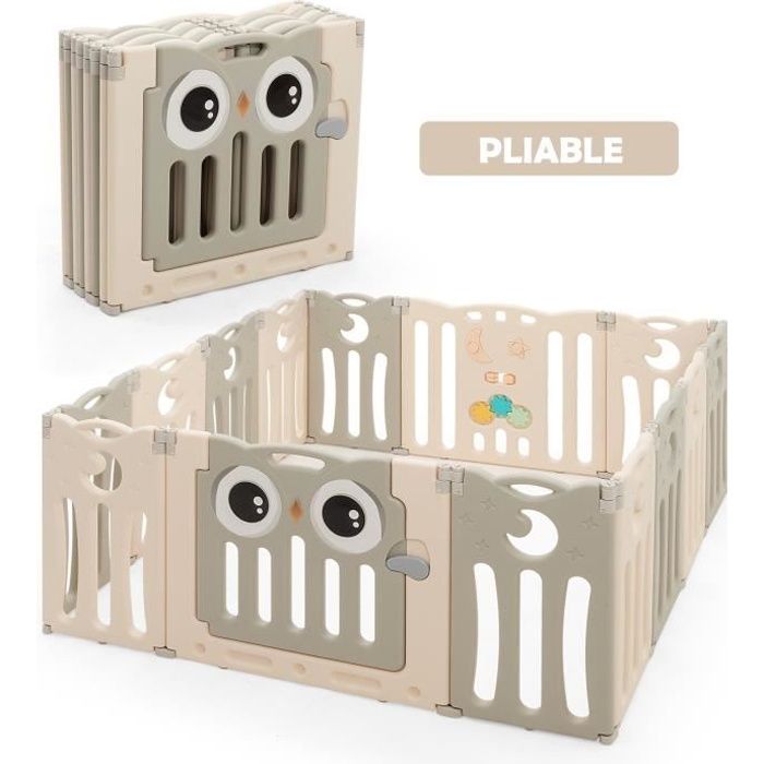 Costway Parc Bebe En Plastique 14 Elements Pliable Motif D Hibou En Hdpe Sans Bpa Porte Avec Verrou De Securite Jouets Educatifs Cdiscount Puericulture Eveil Bebe
