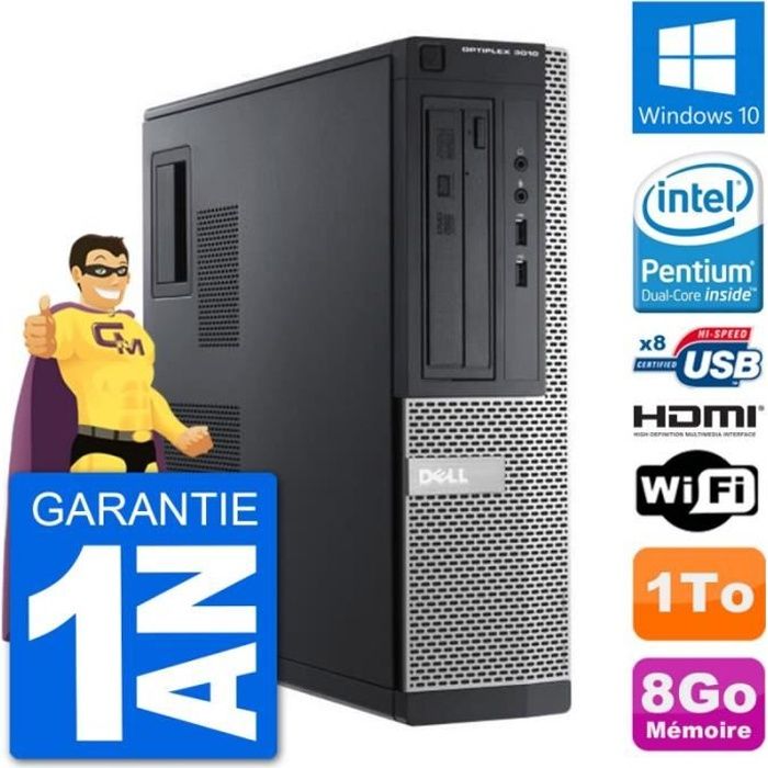 PC Dell 3010 DT G2020 RAM 8Go Disque Dur 1To HDMI Windows 10 Wifi - Dell