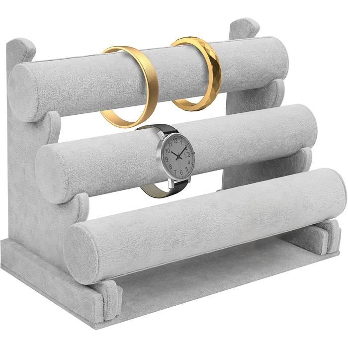 Présentoir à Bijoux 3 Niveaux Velours Noir - Pour Bracelets, Colliers, Montres, Bagues - Idéal Maison Ou Boutique - 3