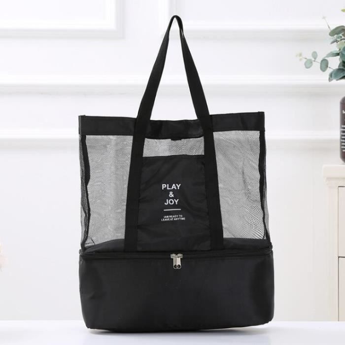 Sac à Dos En Filet Résistant, Transparent, Lavable, Léger, Grande Capacité, Pour Natation, Plage Et Sports, Noir - 10