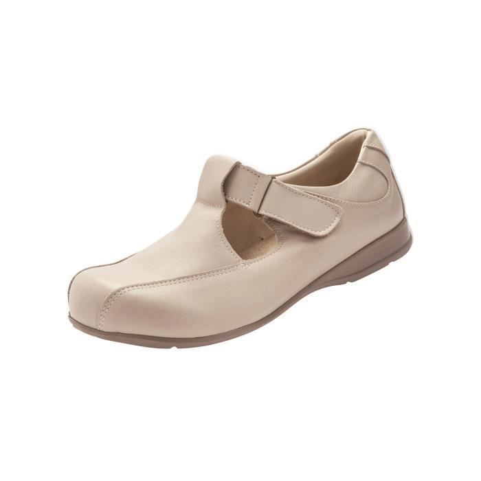 Salomés ultra larges PEDICONFORT pour femme en cuir beige