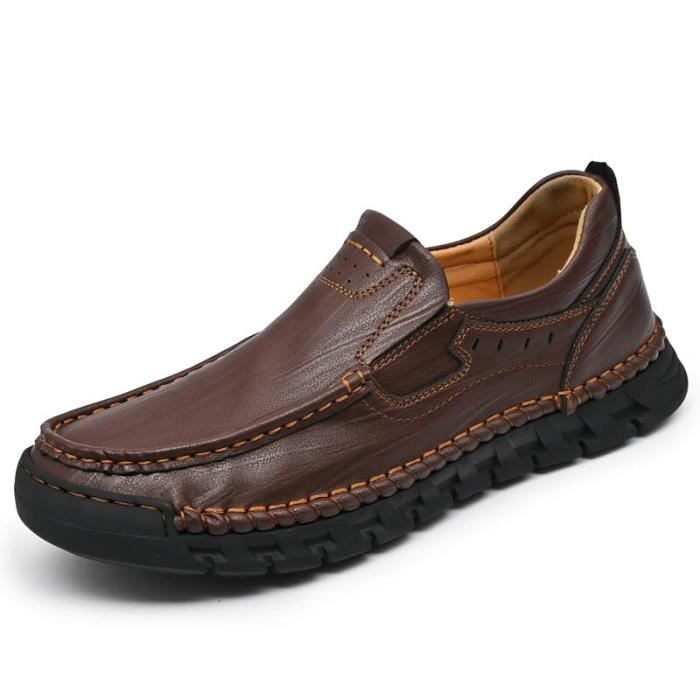 Mocassins à Enfiler Pour Hommes - Cuir Verni Brillant Et Daim, Style Rétro Décontracté, Semelle Confortable, Idéals Pour La Conduite