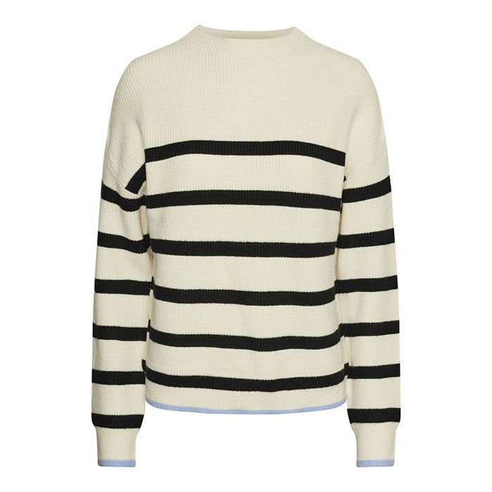 Pull Noir Col Rond Olivier Strelli, Liseré Gris, Taille S, En Acrylique-élasthanne