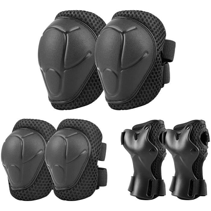 Sets de Protection Roller Enfant - Genouillères Coudières Brassards et Protège Poignet - Noir