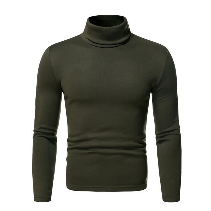 Sous-Vêtement Thermique Homme - iixpin - T-Shirt Col Roulé Manches Longues  - Automne Hiver - Vert Vert - Cdiscount Sport