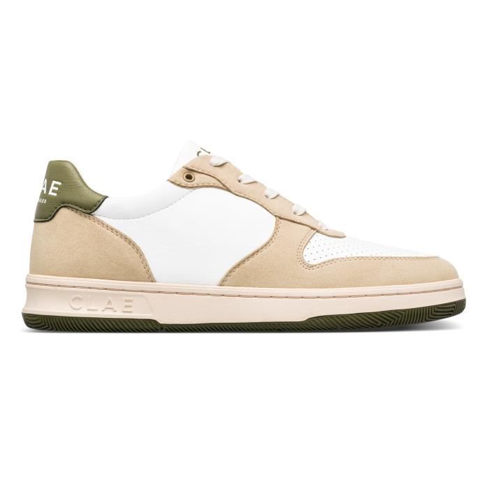 Clae Sneakers Homme - CLAE - Court en Cuir Blanc - Stabilité garantie - Vegan
