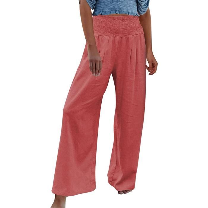 Pantalon En Lin Mélangé Avec Cordon De Serrage - Bordeaux - FEMME | H&M FR