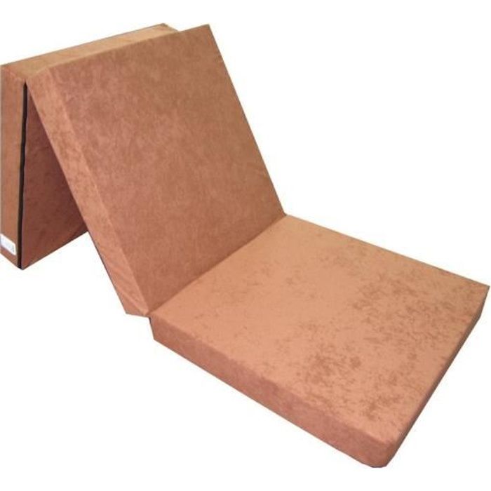 matelas lit futon pliable pliant - natalia spzoo - brun clair - 1 place - 8 cm