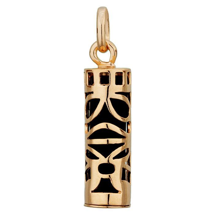 Pendentif Tiki En Plaqué Or 750/000 Et Agate Naturelle - Petit Bijou Pour Homme, Femme, Enfant, Idée Cadeau