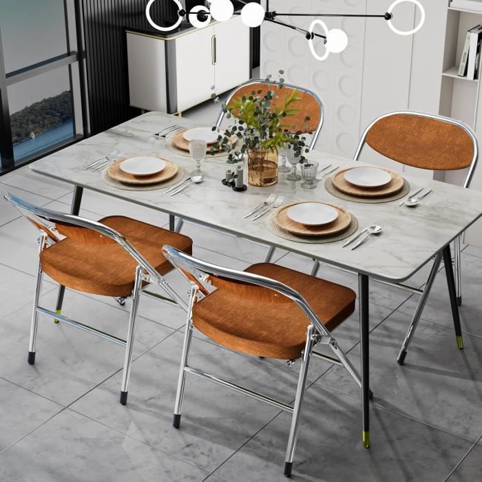 Lot De 4 Chaises Pliantes Cuisine – Cadre Métal Robuste, Siège Et Dossier Rembourrés, Charge 150 Kg, Idéales Maison, Bureau, Événements