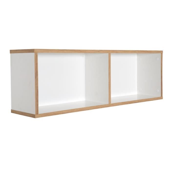 ROBA Étagère Murale en Bois Finn à 2 Compartiments - Blanc/Chêne doré