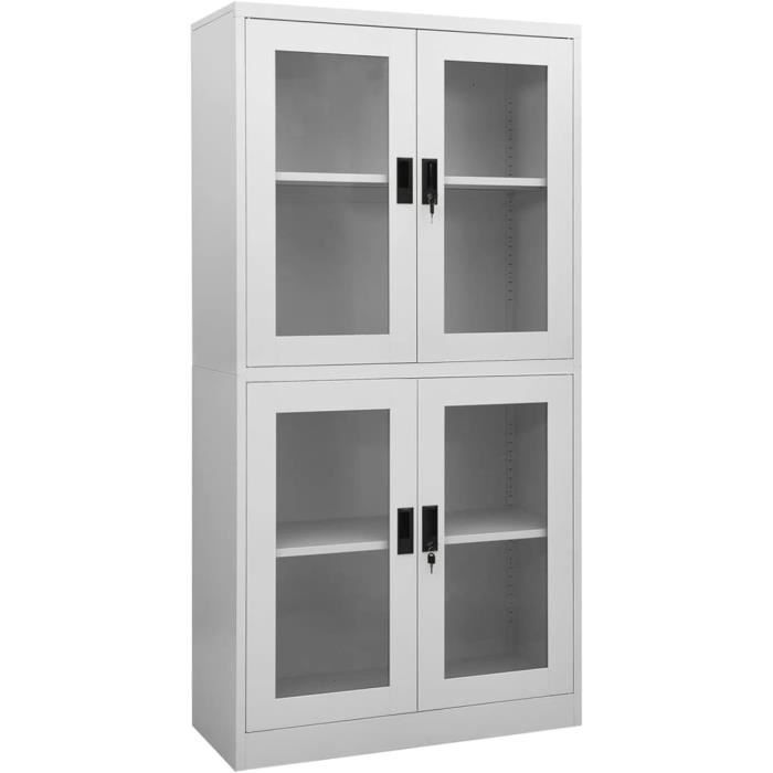 Armoire de bureau - TECTAKE - Meuble en métal avec 6 compartiments 90 x 40 x 180 cm - Gris - Maison