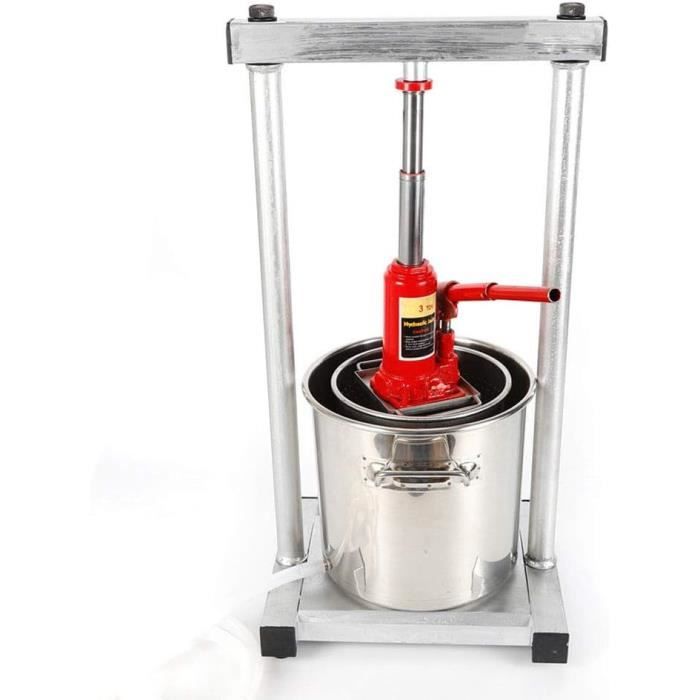 Presse à Fruits 12L En Inox - Avec Vérin Hydraulique, Pour Jus De Raisin, Cidre, Vin