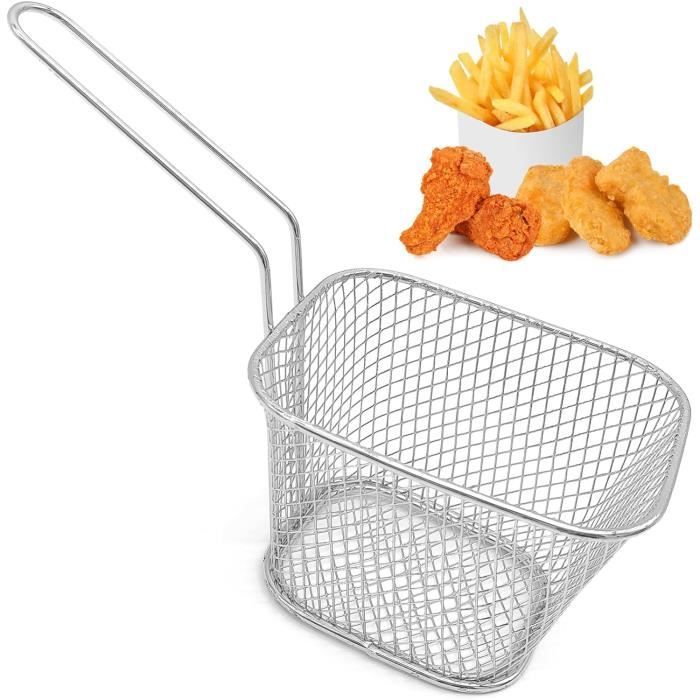 Lot De 12 Cestini Per Patatine Fritte In Acciaio Inox, Con Manico, 10,5x8,5x6,5 Cm, Per Frittura E Servizio