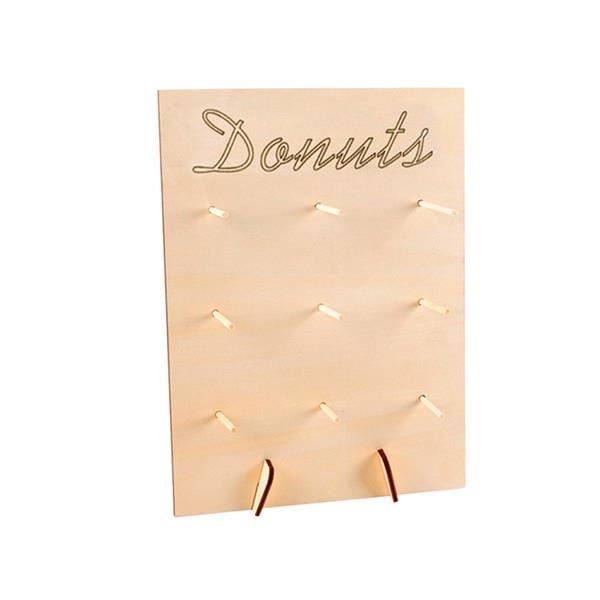 YOUYIKE 3 Pièces Support Donuts, 2 Pièces 40 x 30 cm Donut en Bois Mur avec 1 Pièces Donut en Bois la Tour Support ,Donut Présentoir Support pour Mariages, Anniversaires, Gâteau Boutique