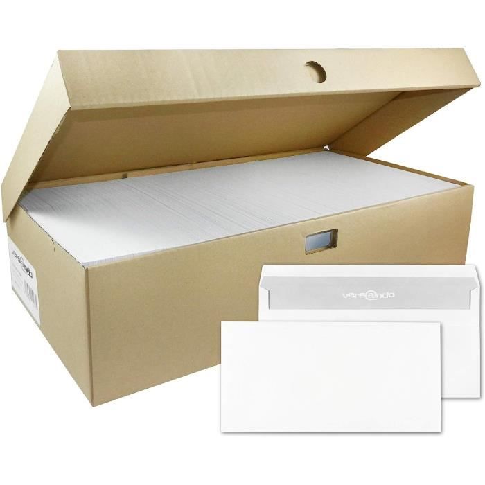 versando Paper24 Lot de 1000 enveloppes autocollantes sans fenêtre Blanc  Format DIN long 22 x 11 cm : : Fournitures de bureau