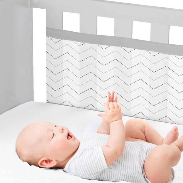 Lot De 4 Tours De Lit Bébé Respirants - Double Couche - Sécurité Normes EU - Pour Lit 60x120 Ou 70x140 Cm