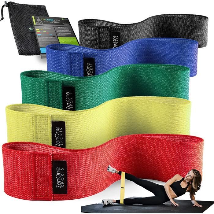 ZenOne Sports ZenLoops Fabric Lot de 5 bandes de résistance en tissu