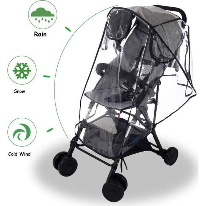 Housse De Pluie Universelle Pour Poussette – Protection Étanche Anti-Pluie, Vent, Poussière Et Neige – Compatible Tous Modèles
