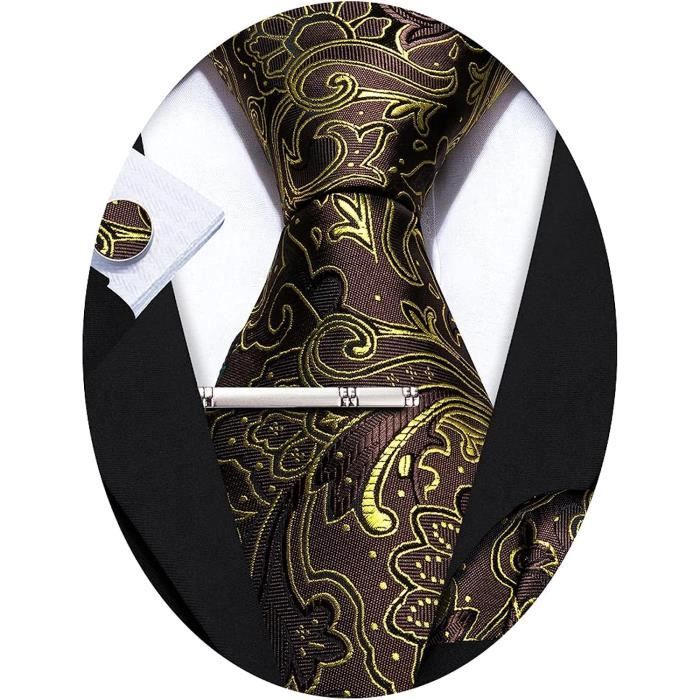Cravatta Ascot Escalier D'Argent Giallo - 100% Seta Uomo Usata