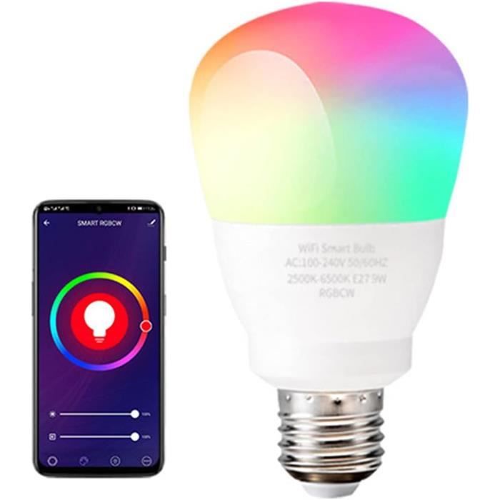Lot De 3 Ampoules Connectées WiFi AERB E27 - Multicolores, 9W, 800 Lumens - Contrôle Vocal Alexa