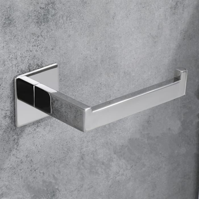 Porte-rouleau WC Sans Perçage - Adhésif Puissant - Acier Inoxydable Brossé - Pour Salle De Bain Et Cuisine