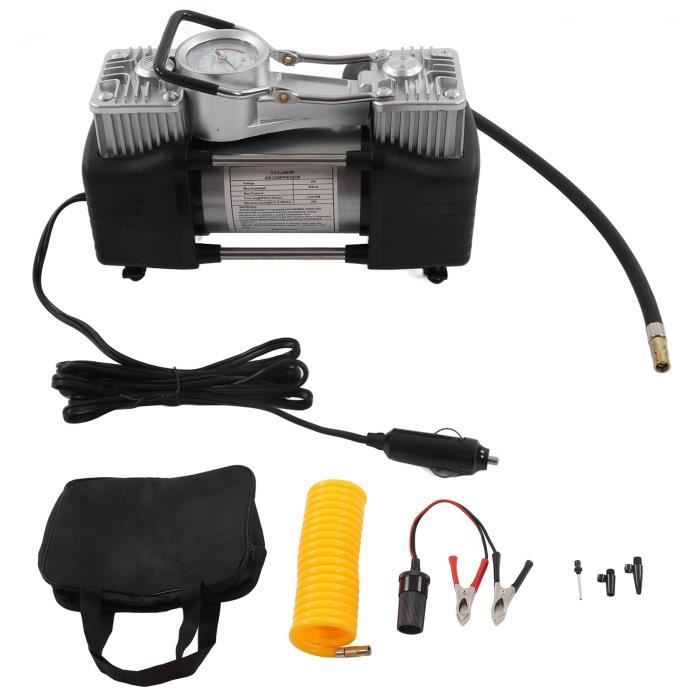 Compresseur D'Air Portable 12V 150PSI/10Bar - Double Cylindre, Tuyau Spiralé 5m - Pour Pneus Voiture, Vélo, Moto - 4