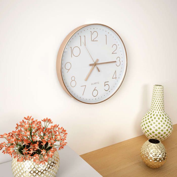 vidaXL Horloge Murale Or Rosé à Quartz Montre de Salon Pendule de Cuisine 50633