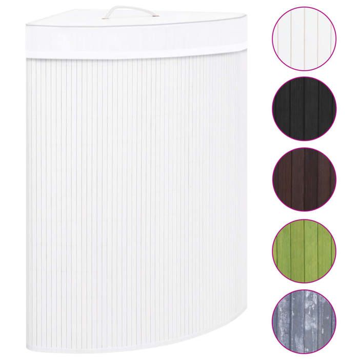 vidaXL Panier à linge dangle Bambou Blanc 60 L