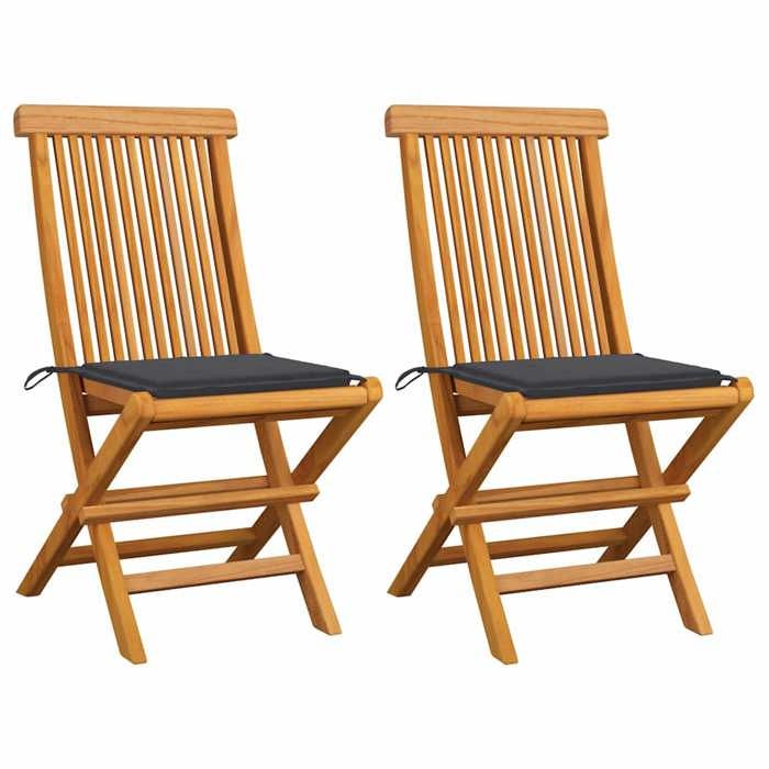 VIDAXL Chaises de jardin et coussins Teck - vue 2