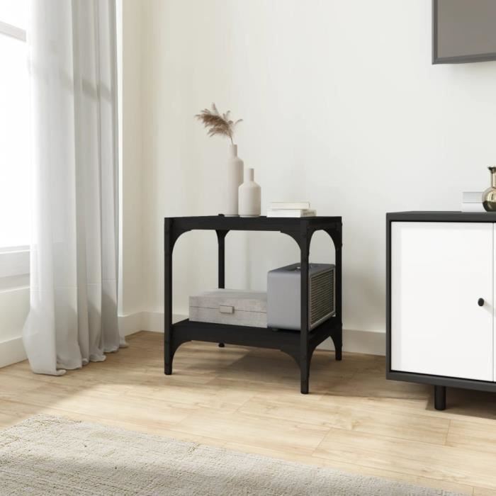 819302 vidaXL Meuble TV Noir 40x33x41 cm Bois dingénierie et acier