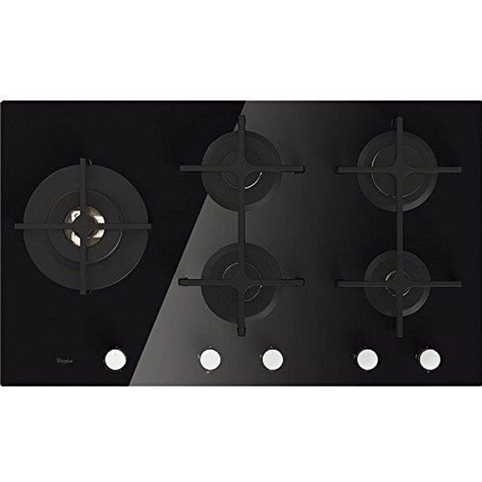 Whirlpool table Gaz GOA9523/NB (86 cm, 5 Foyers verre noir)