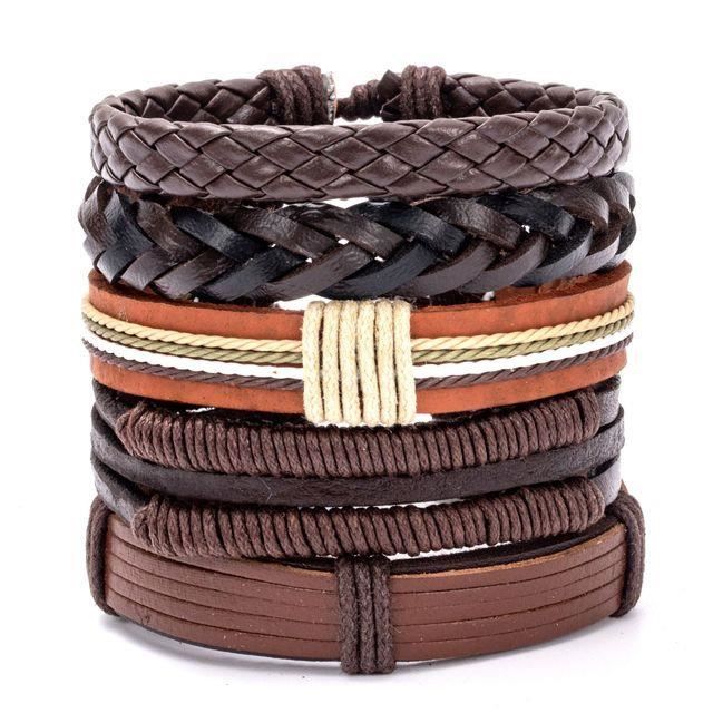 Bracelet Viking Pour Hommes - Cuir Et Alliage, Style Néo-gothique, Tissé Avec Crâne, Neuf Avec étiquettes