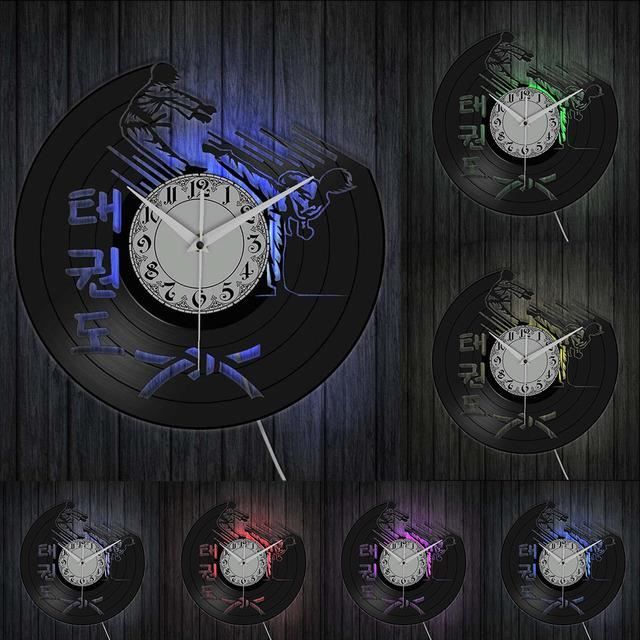 Horloge Murale Vinyle Échecs 12 Pouces Avec LED - Déco Rétro Pour Salon Et Chambre