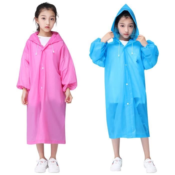 Poncho De Pluie Enfant 2 Pièces - Imperméable Réutilisable EVA - Taille 100-140 Cm - Pour Activités Extérieures - 12