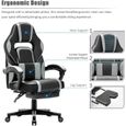 Racing Chaise de Bureau Chaise Gaming - Fauteuil Gamer avec Repose-Pied Pliable -Chaise Siège Gaming - GRIS - Intimate WM Heart-1