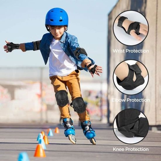 Protections Enfant 6 En 1 - Genouillères, Coudières, Protège-poignets - Pour Roller, Skate, Vélo, Trottinette