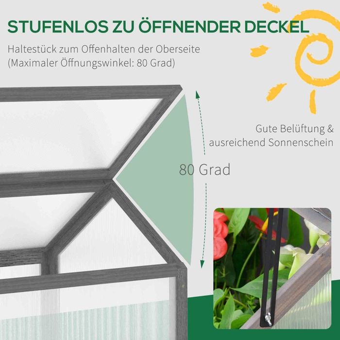 Outsunny Serre En Bois 90 X 52 X 49,5 Cm - Mini Serre De Jardin Avec Couverture Translucide Pour Balcon Et Terrasse