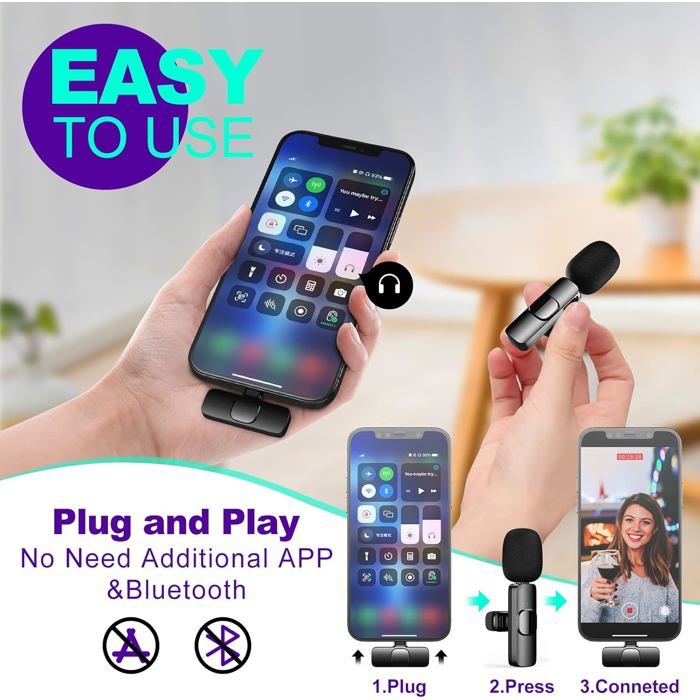 Micro Telephone Micro Cravate sans Fil pour iPhone,Mini Micro Telephone Portable ...