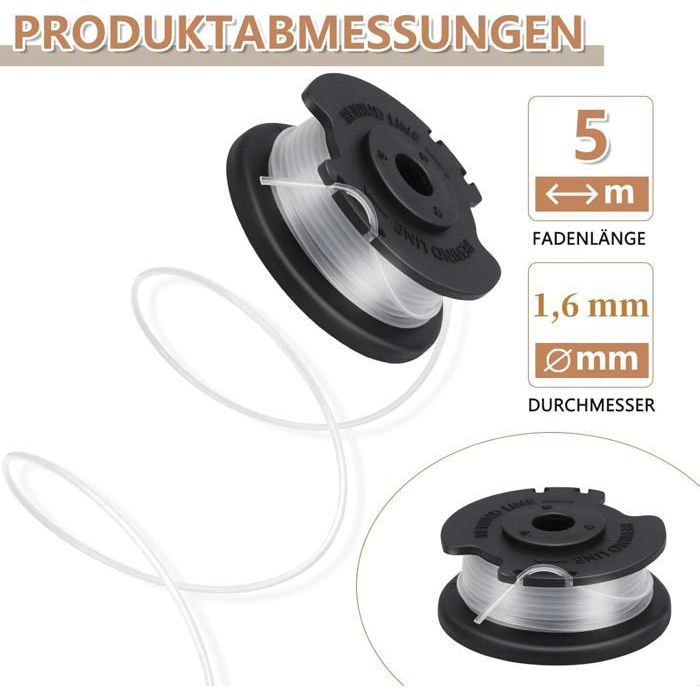 Viilich 6 Bobines Fil Débroussailleuse Einhell – GE-CT 18/28 Li, 5m X 1,6mm, Avec 2 Couvercles TLE-03-1