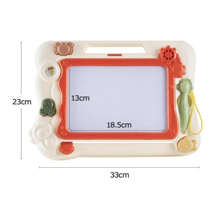 BillyBath Ardoise Magique – Tableau Magnétique 32x23 Cm Pour Enfants, Avec Tampons Formes Et Stylet, Effaçable