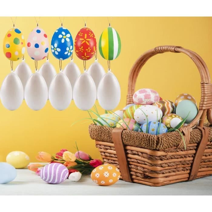 Lot De 50 Œufs De Pâques Décoratifs En Plastique Blanc 4 X 3 Cm - Pour Chasse Aux Œufs, Artisanat Et Décorations