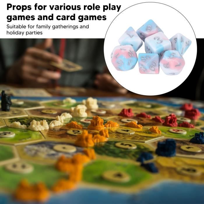 Set De Dés Polyédriques Acryliques Colorés – 7 Dés Avec Sac De Rangement, Jeu Pour Couples Et Soirées